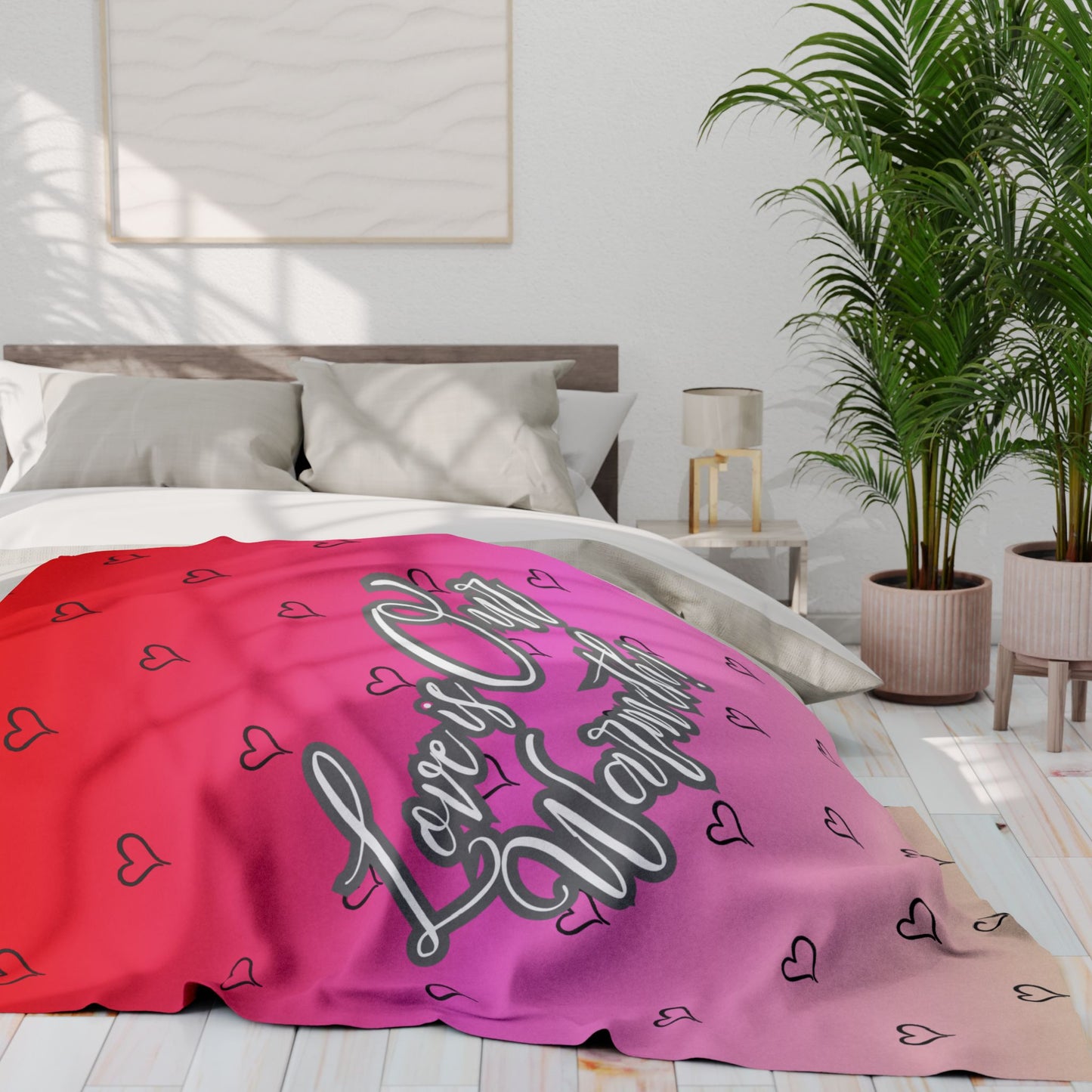 "Love is Our Warmth" Custom Valentine’s Day Fleece Blanket – Soft & Romantic Gift
