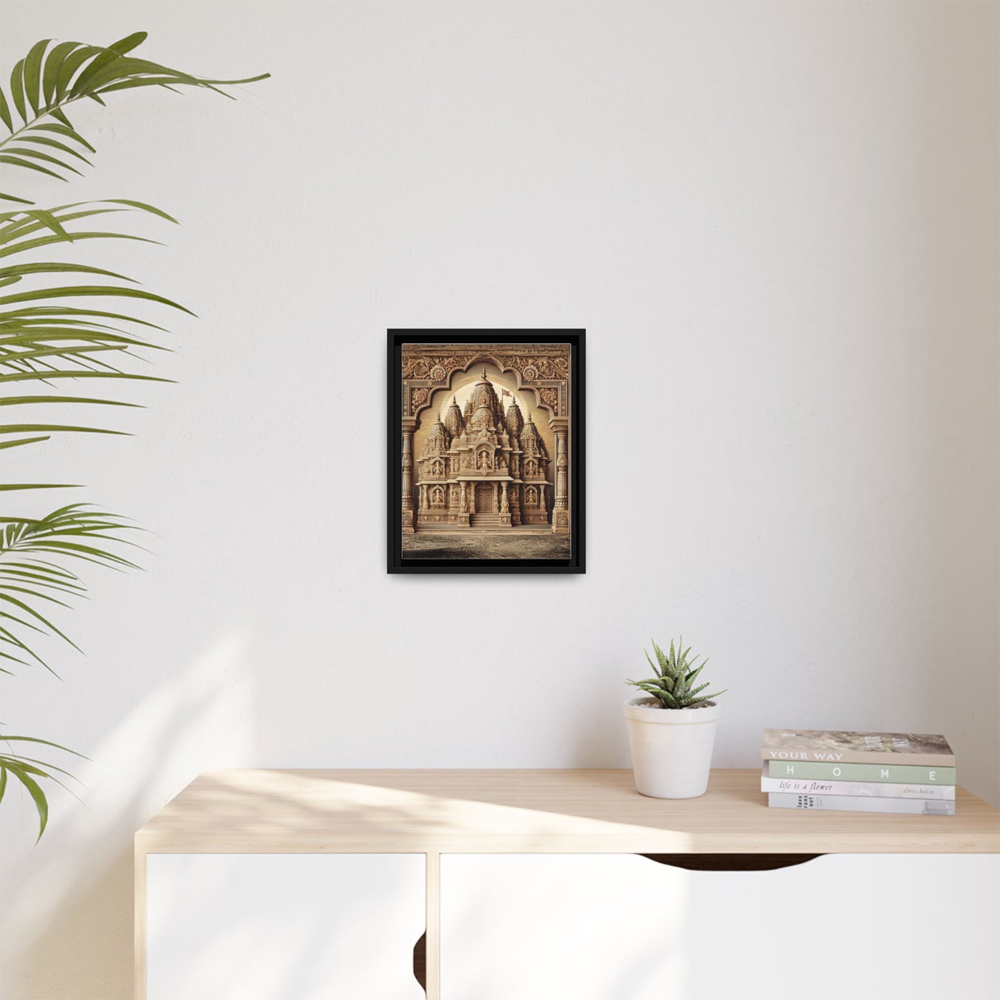 Mandir Art | Indian Temple-Inspired Canvas Print with Intricate Carvings