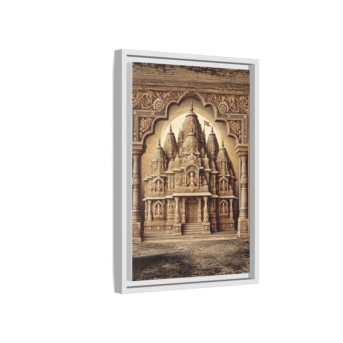 Mandir Art | Indian Temple-Inspired Canvas Print with Intricate Carvings