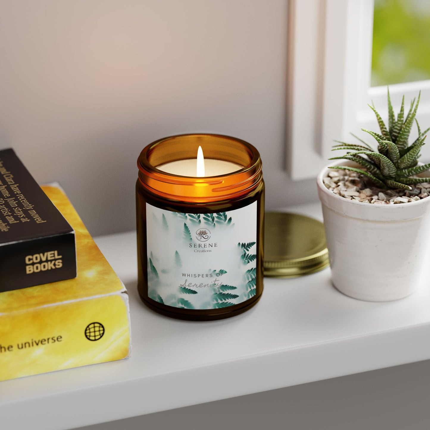 "Whispers of Serenity" Hand-Poured Scented Candle | Elegant Coconut Apricot Wax with Gold Lid