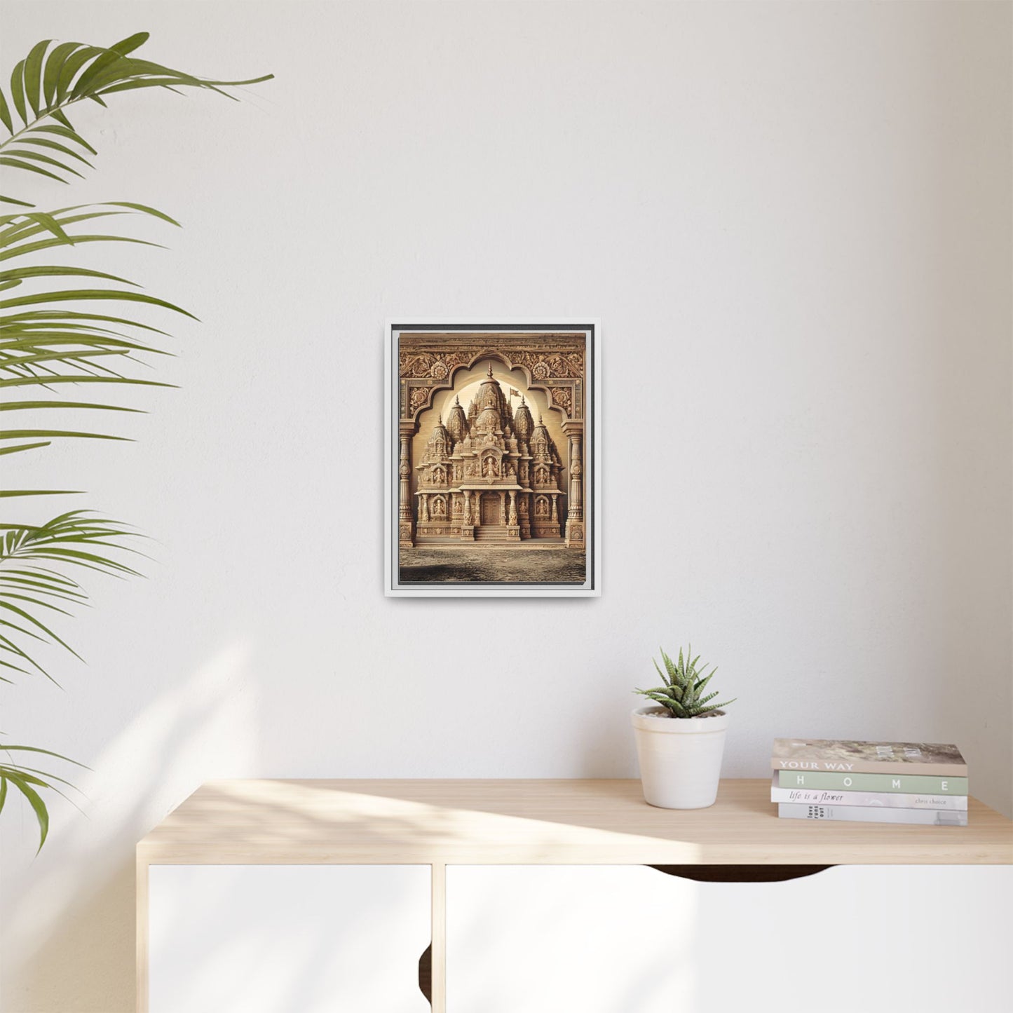 Mandir Art | Indian Temple-Inspired Canvas Print with Intricate Carvings
