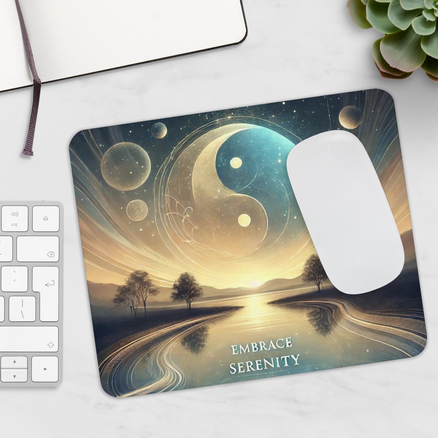 Embrace Serenity" Mouse Pad | Artistic & Durable Desk Accent