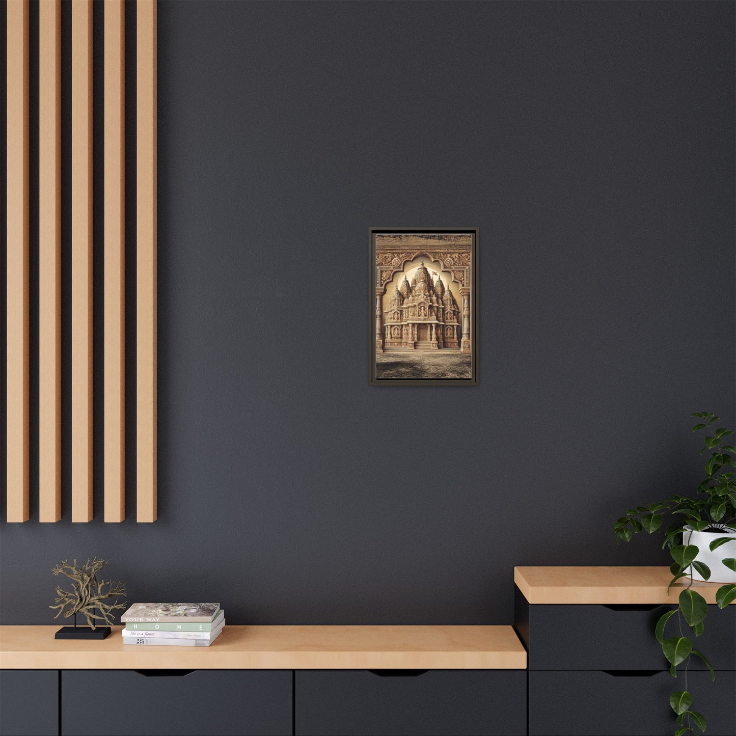 Mandir Art | Indian Temple-Inspired Canvas Print with Intricate Carvings