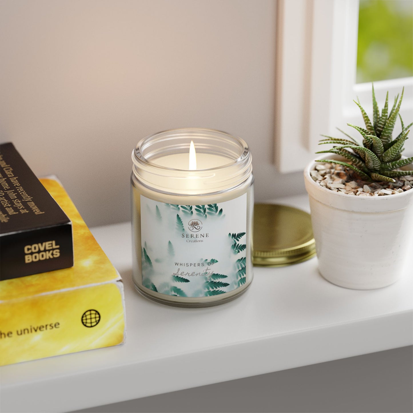 "Whispers of Serenity" Hand-Poured Scented Candle | Elegant Coconut Apricot Wax with Gold Lid