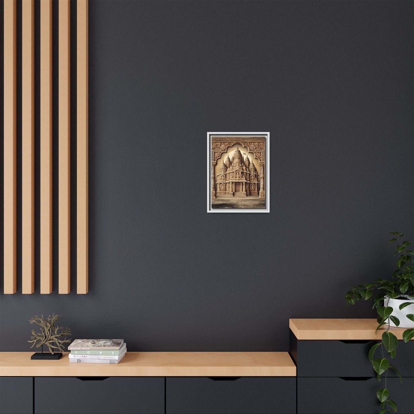 Mandir Art | Indian Temple-Inspired Canvas Print with Intricate Carvings