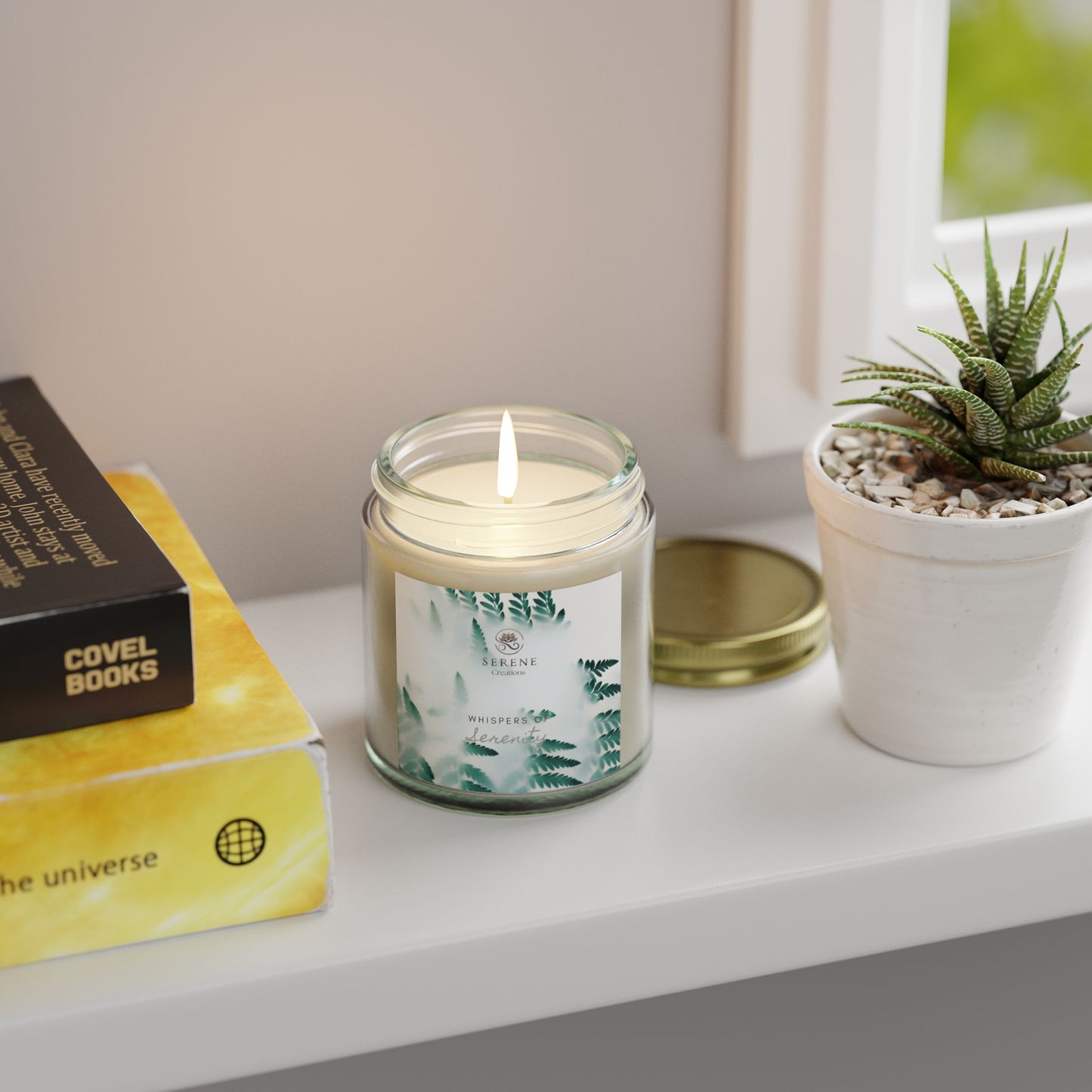 "Whispers of Serenity" Hand-Poured Scented Candle | Elegant Coconut Apricot Wax with Gold Lid