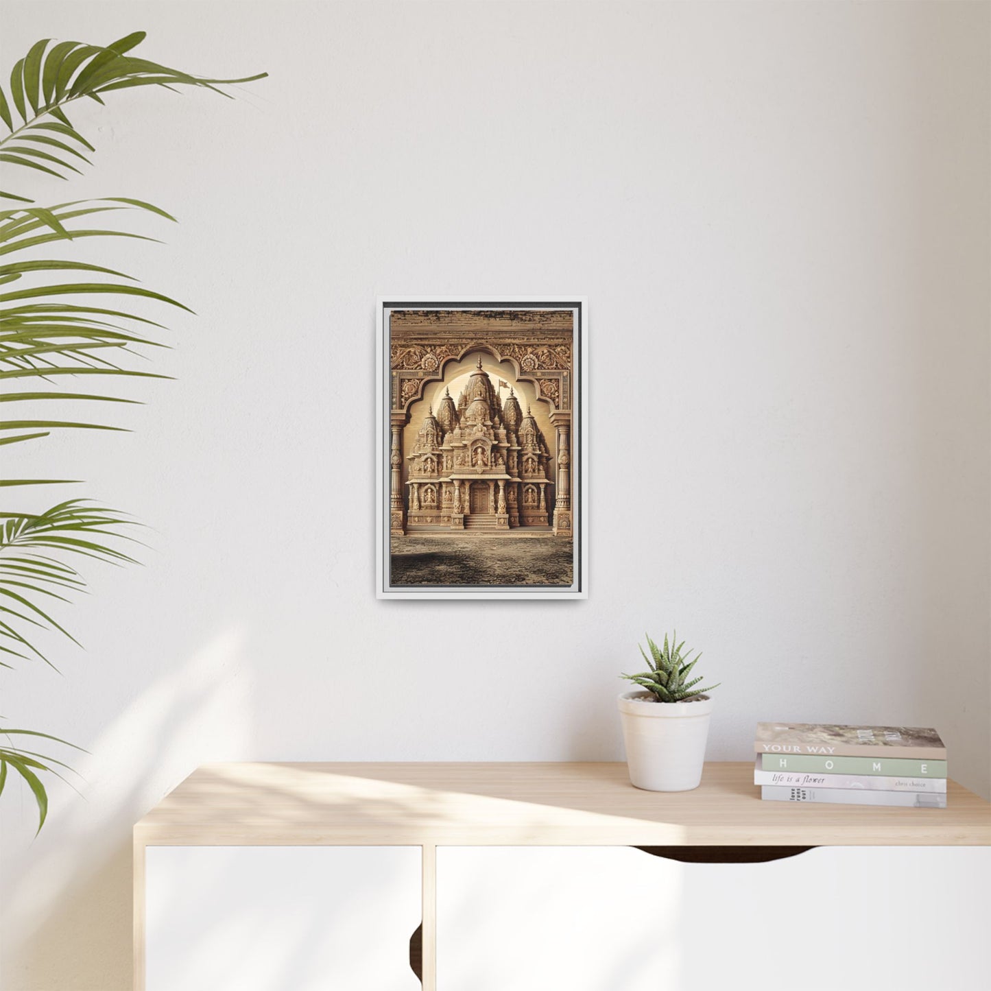 Mandir Art | Indian Temple-Inspired Canvas Print with Intricate Carvings