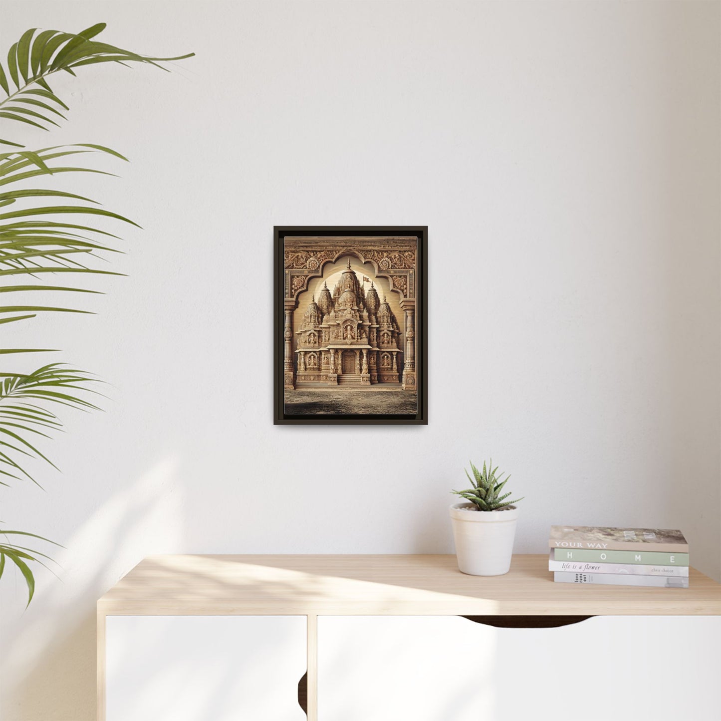 Mandir Art | Indian Temple-Inspired Canvas Print with Intricate Carvings