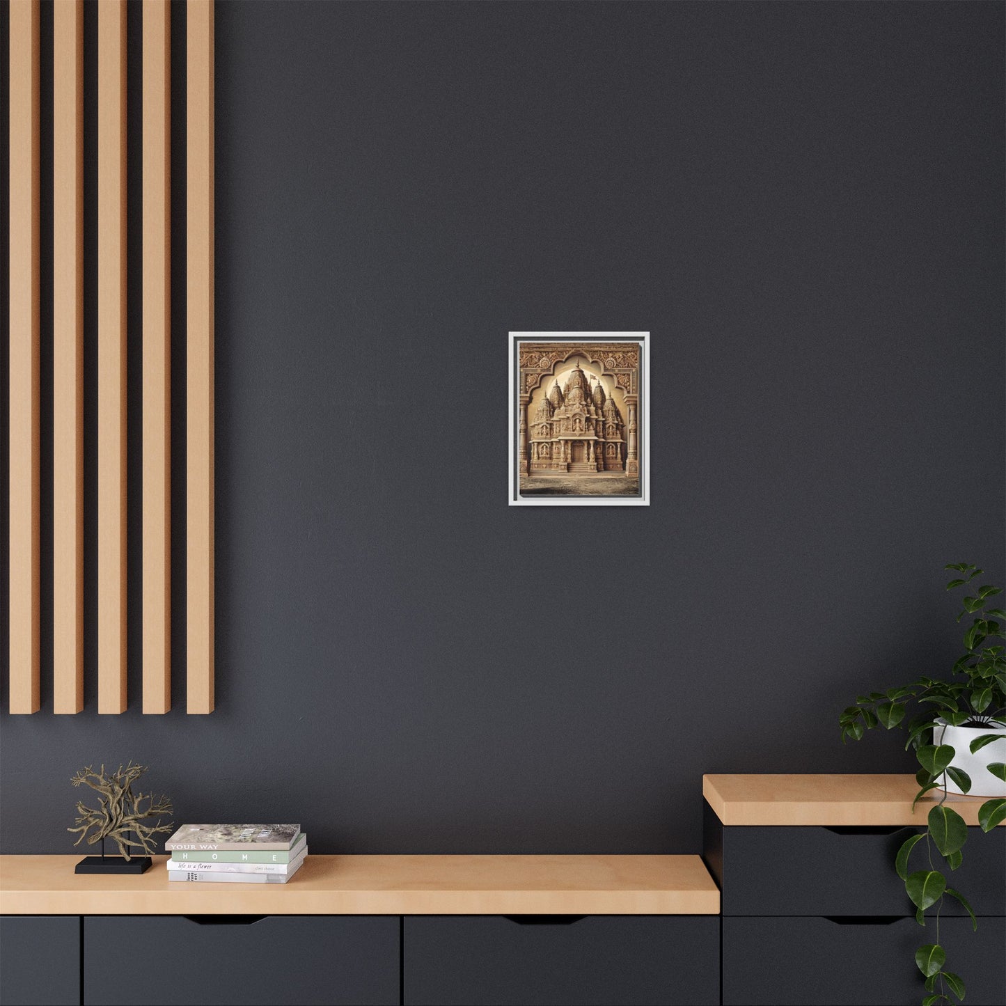Mandir Art | Indian Temple-Inspired Canvas Print with Intricate Carvings
