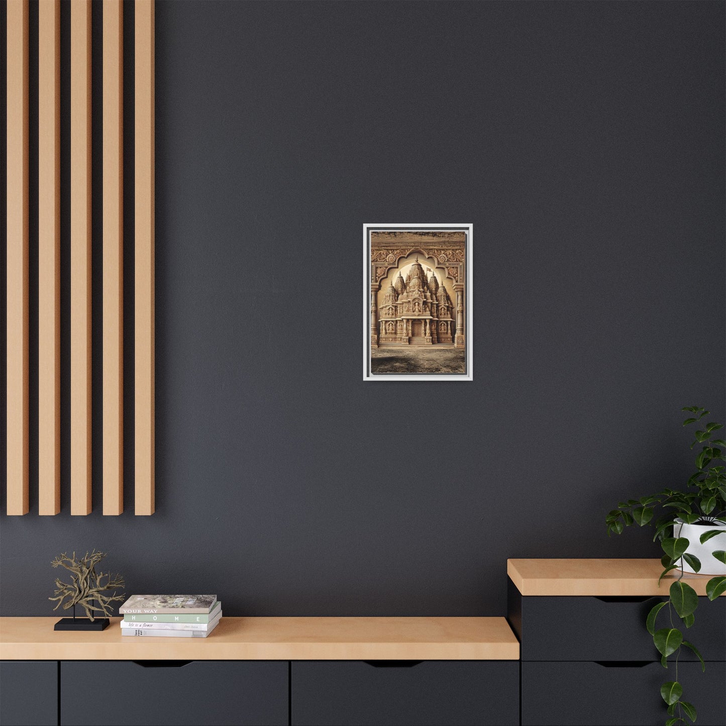 Mandir Art | Indian Temple-Inspired Canvas Print with Intricate Carvings