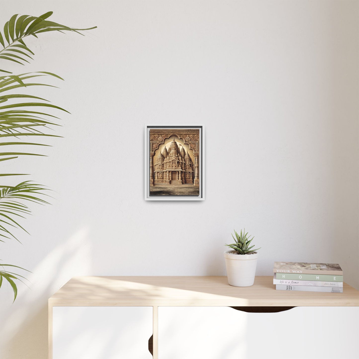 Mandir Art | Indian Temple-Inspired Canvas Print with Intricate Carvings