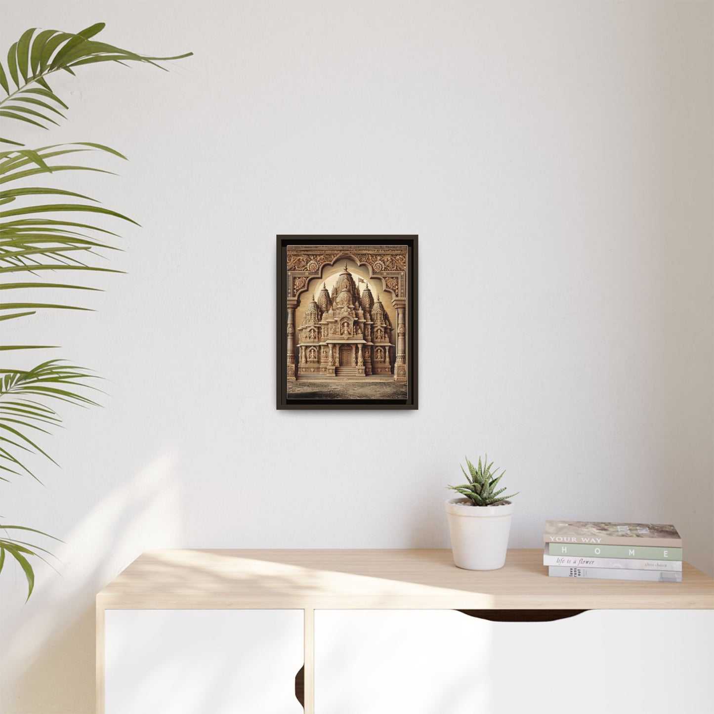 Mandir Art | Indian Temple-Inspired Canvas Print with Intricate Carvings