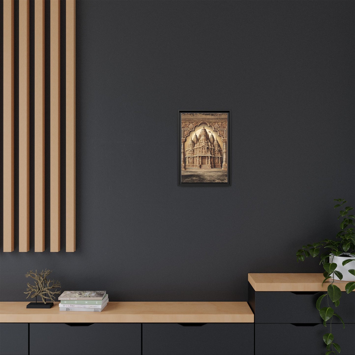 Mandir Art | Indian Temple-Inspired Canvas Print with Intricate Carvings