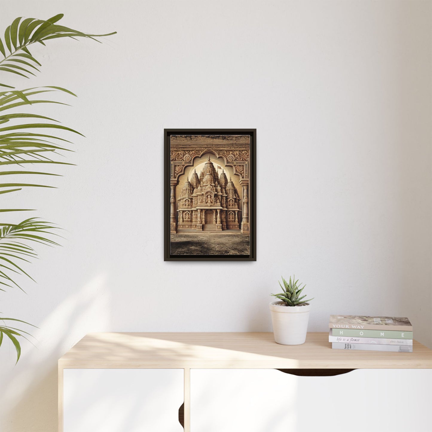 Mandir Art | Indian Temple-Inspired Canvas Print with Intricate Carvings