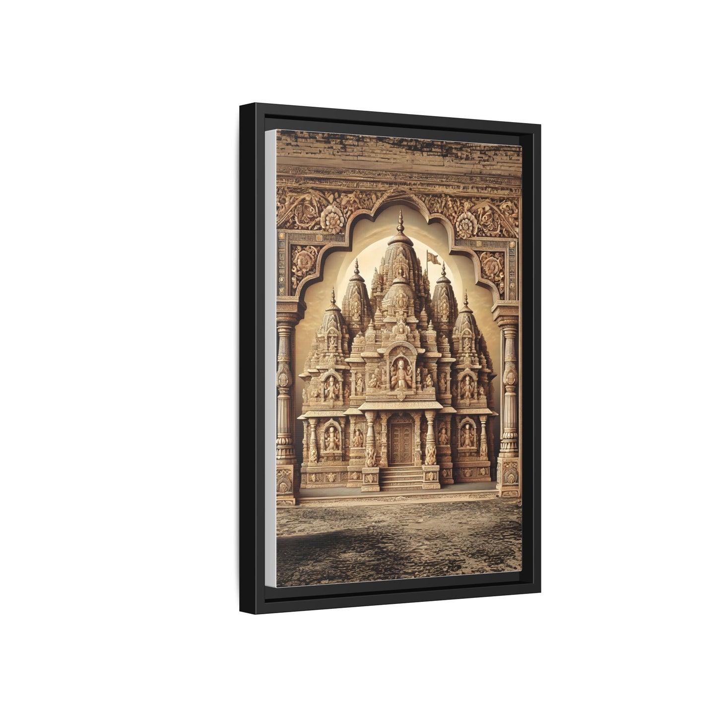 Mandir Art | Indian Temple-Inspired Canvas Print with Intricate Carvings