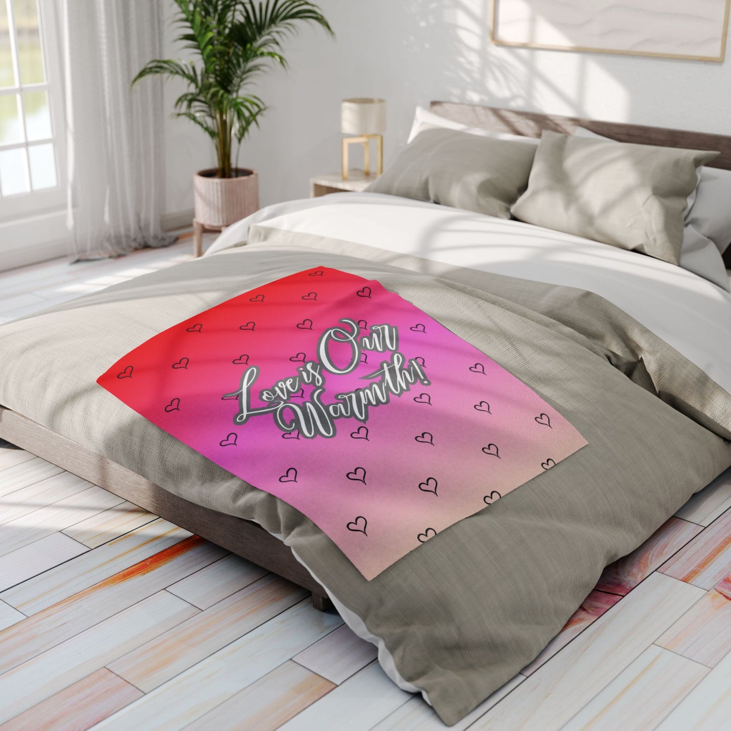 "Love is Our Warmth" Custom Valentine’s Day Fleece Blanket – Soft & Romantic Gift