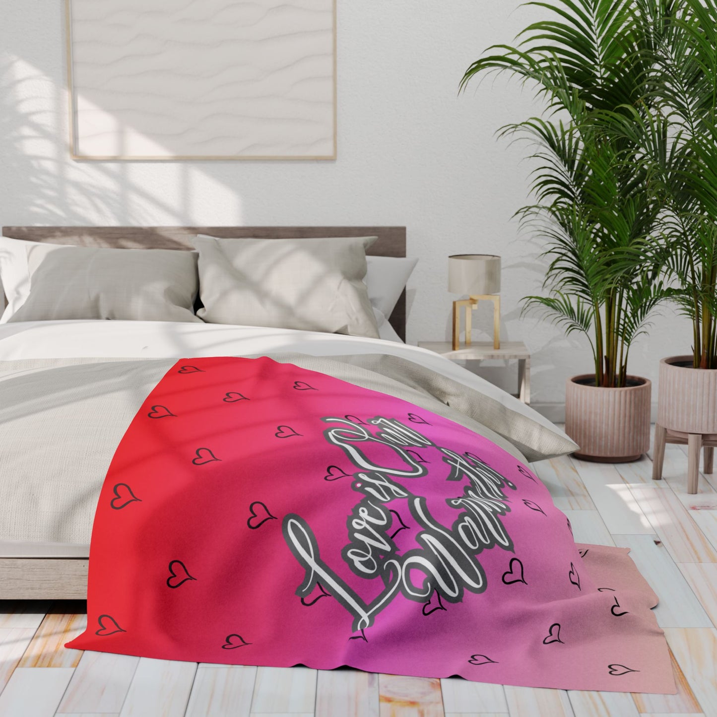 "Love is Our Warmth" Custom Valentine’s Day Fleece Blanket – Soft & Romantic Gift