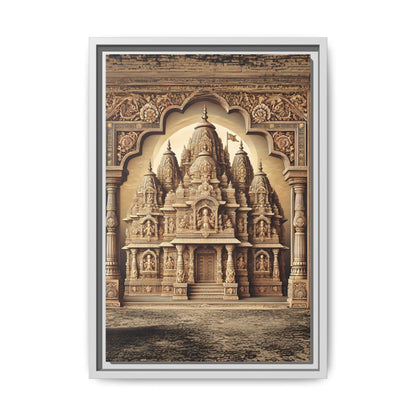 Mandir Art | Indian Temple-Inspired Canvas Print with Intricate Carvings