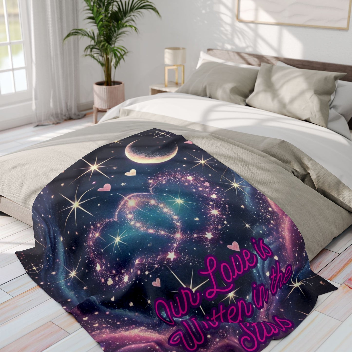 "Our Love is Written in the Stars" Fleece Blanket – Cozy, Celestial, and Heartfelt ✨💖