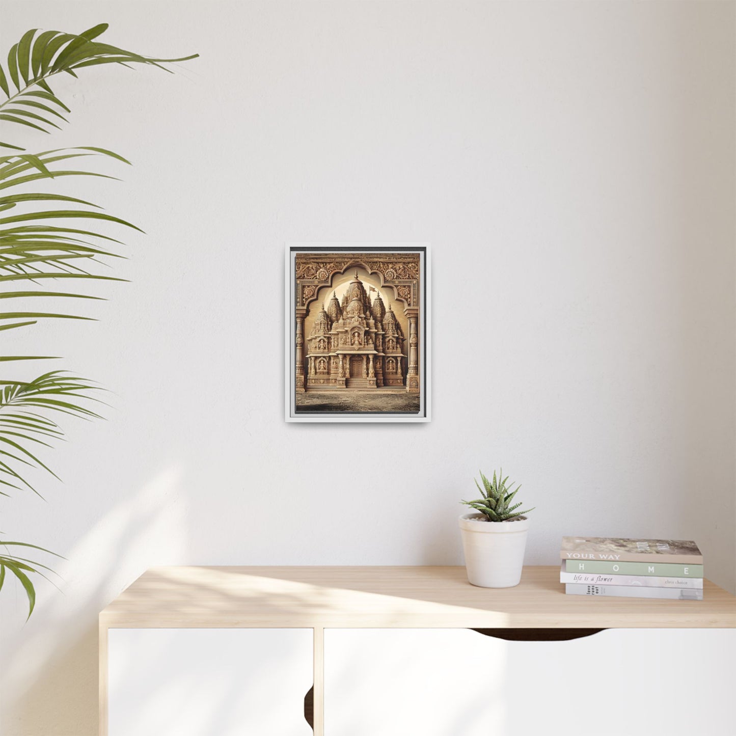 Mandir Art | Indian Temple-Inspired Canvas Print with Intricate Carvings
