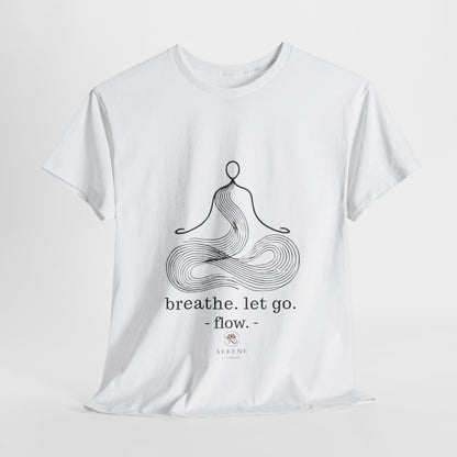 Breathe. Let Go. Flow." Minimalist Line Art T-Shirt – Mindfulness, Yoga & Serenity 🌿✨