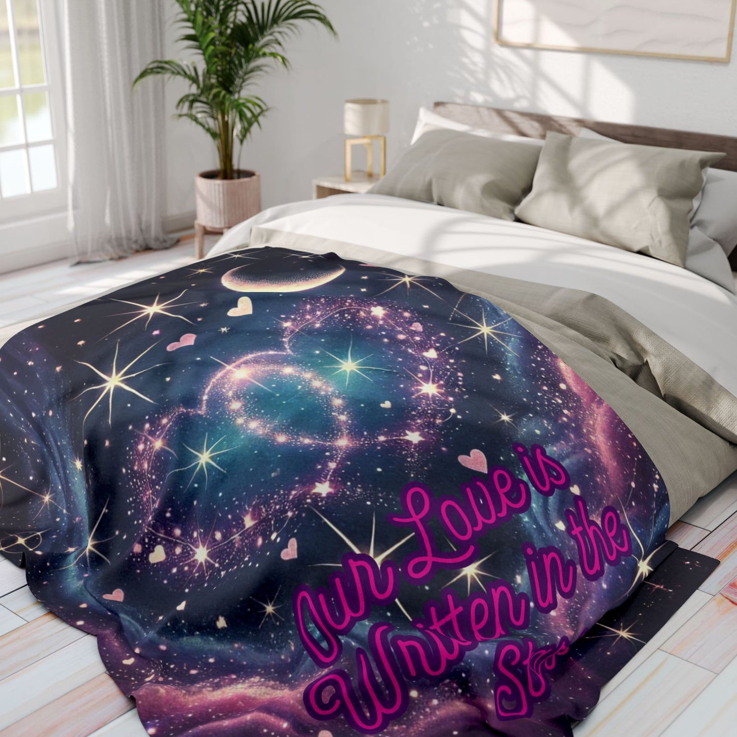 "Our Love is Written in the Stars" Fleece Blanket – Cozy, Celestial, and Heartfelt ✨💖
