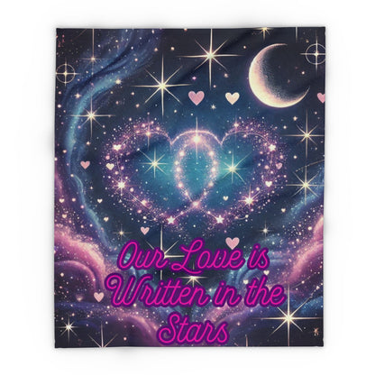 "Our Love is Written in the Stars" Fleece Blanket – Cozy, Celestial, and Heartfelt ✨💖