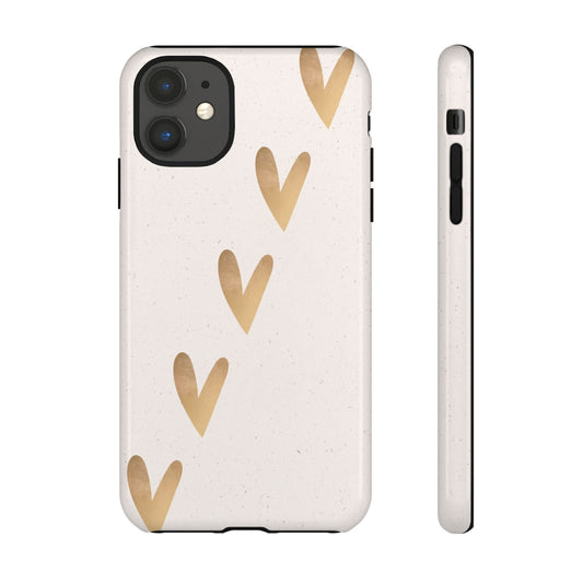Custom Protective Phone Case – Golden Heart Design | Matte or Glossy Finish