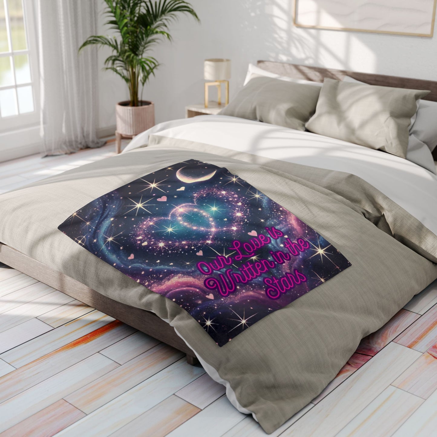 "Our Love is Written in the Stars" Fleece Blanket – Cozy, Celestial, and Heartfelt ✨💖