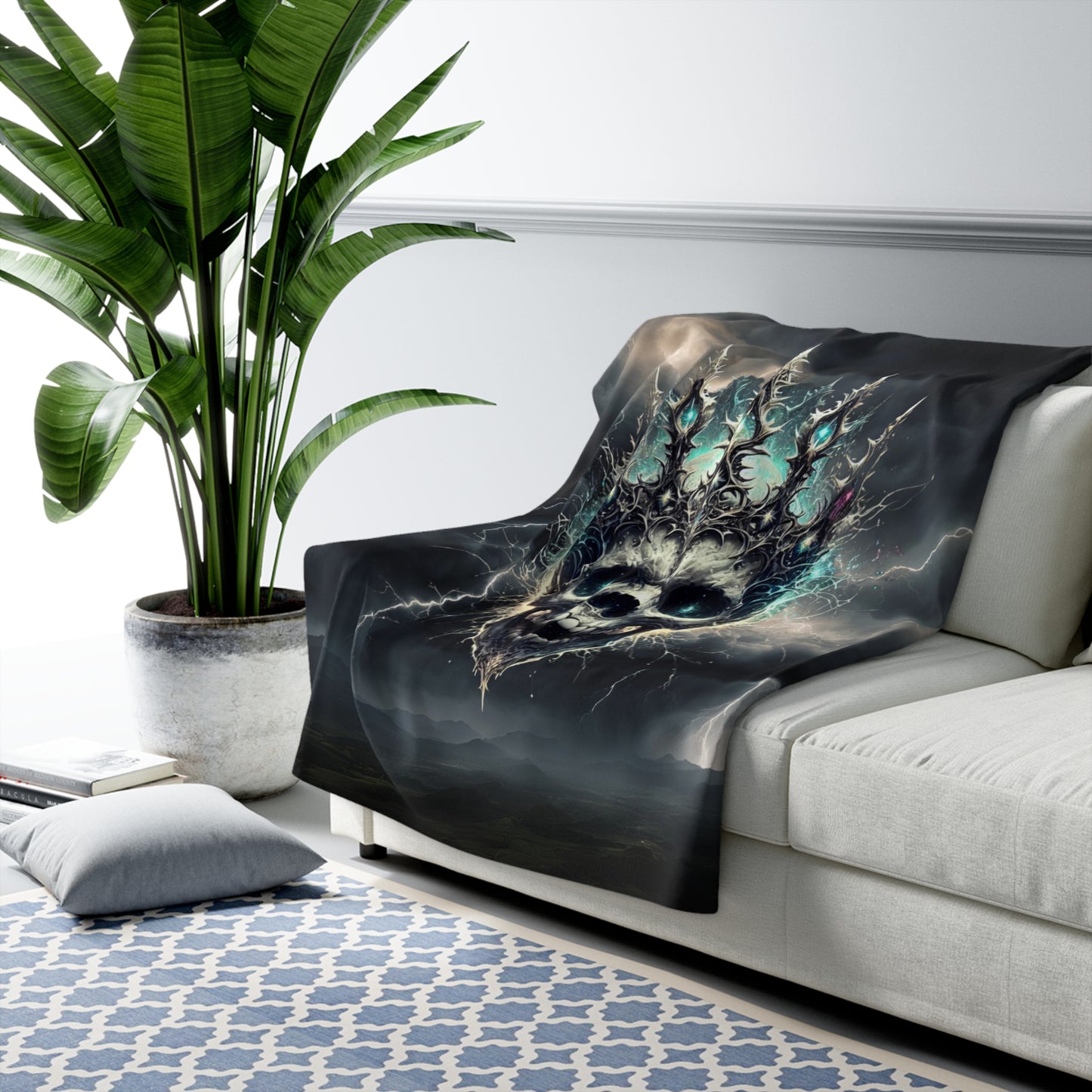 Ethereal Skull King Fleece Blanket | Cozy, Warm & Stylish
