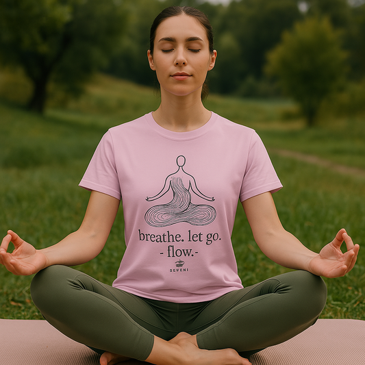 Breathe. Let Go. Flow." Minimalist Line Art T-Shirt – Mindfulness, Yoga & Serenity 🌿✨