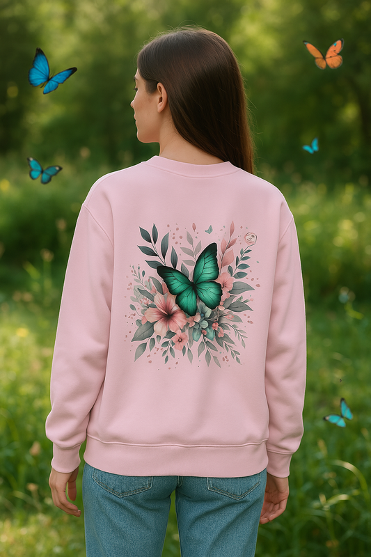 Butterfly Blossom Crewneck Sweatshirt – Cozy Elegance for Everyday Comfort
