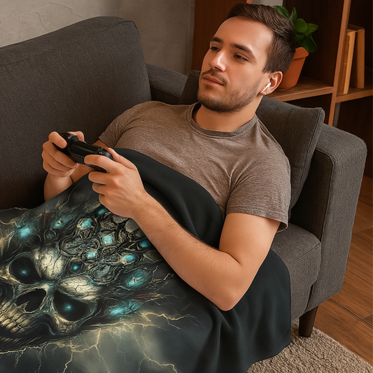 Ethereal Skull King Fleece Blanket | Cozy, Warm & Stylish