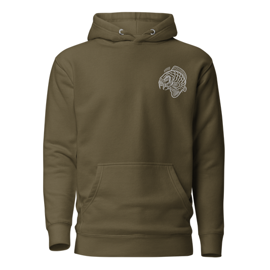 Angry Carp Embroidered Hoodie – Power, Comfort & Streetwise Calm